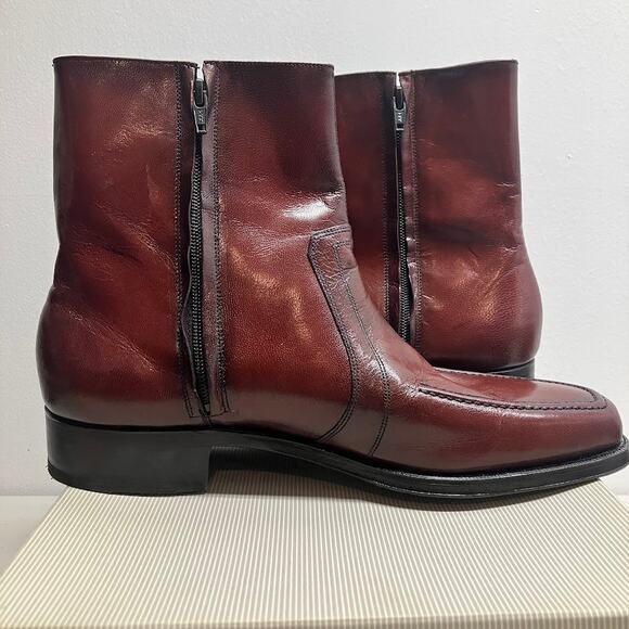 Florsheim Essex Moc Toe Zipper BEATLES Boot VINTAGE Black Cherry Mens Size 10 - Picture 7 of 15